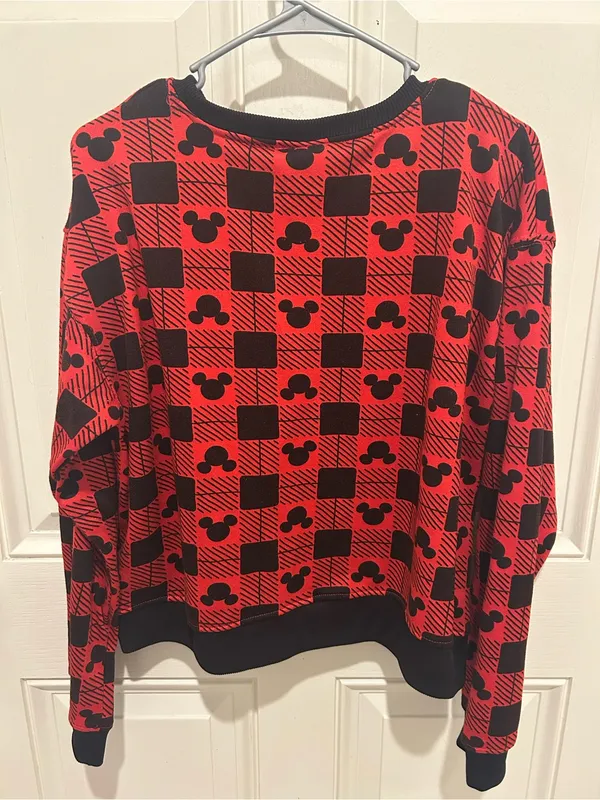Disney Red & Black Checker Mickey Mouse Sweatshirt - Image 2