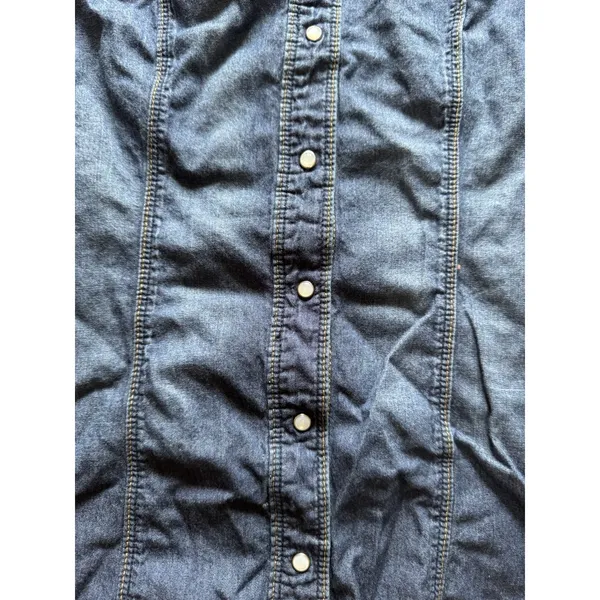 Stillwater Supply Co Women Medium Denim Snap Button Long Sleeve‎ Western Shirt - Image 6