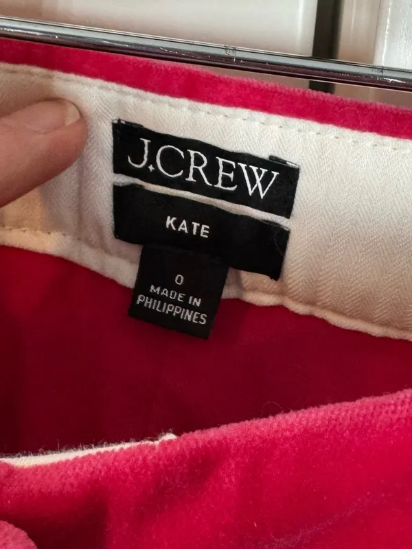 J. Crew Full Length Kate Straight Leg Holiday Pants In Stretch Velvet‎ Size 0 - Image 3