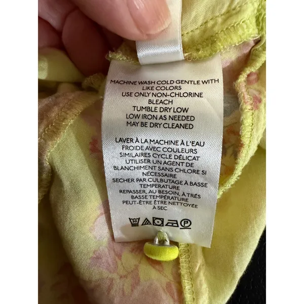 Maeve Anthropologie Ashlee Ruffled Blouse‎ 12 Yellow Floral V-Neck Sleeveless - Image 8