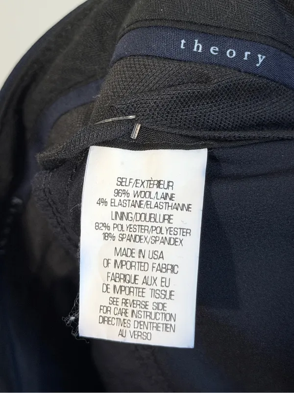 Theory Wool Navy Blue Trouser Pants Size 27 Waist Women’s Minimalist Luxury - Image 3
