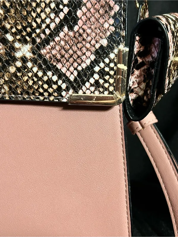 Dune London Pink Snake-Print Top Handle Crossbody Bag Sanitizer Holder NWOT - Image 5