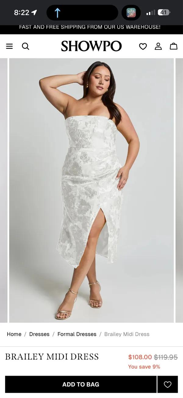 Showpo Midi white jacquard Dress - Image 2
