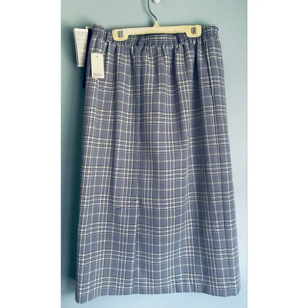 Vintage 90s Leslie Fay Haberdashery Plaid Skirt Pockets Size 16 Made USA NWT - Image 3