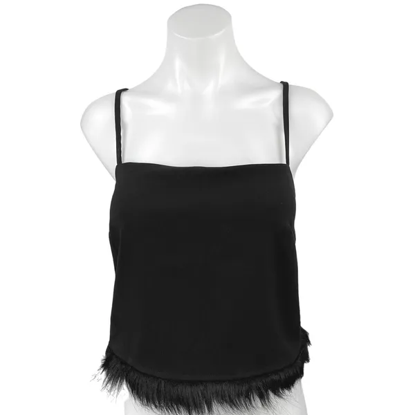 ASOS Urban Revivo Faux Fur Feather Square Neck Camisole Crop Tank Top Size 8 - Image 3
