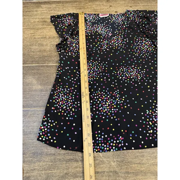 Kate Spade New York‎ Women Black Confetti Cheer Blouse Size XS Flutter Sleeve - Image 9