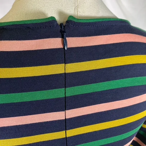 J. Crew Striped Knit‎ Midi Dress Long Sleeve Pink Green Yellow Navy Size 2 New - Image 11