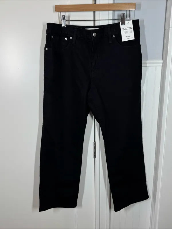 Madewell The Petite Longline Straight‎ Jean in Black Frost Size 31 P NWT - Image 2