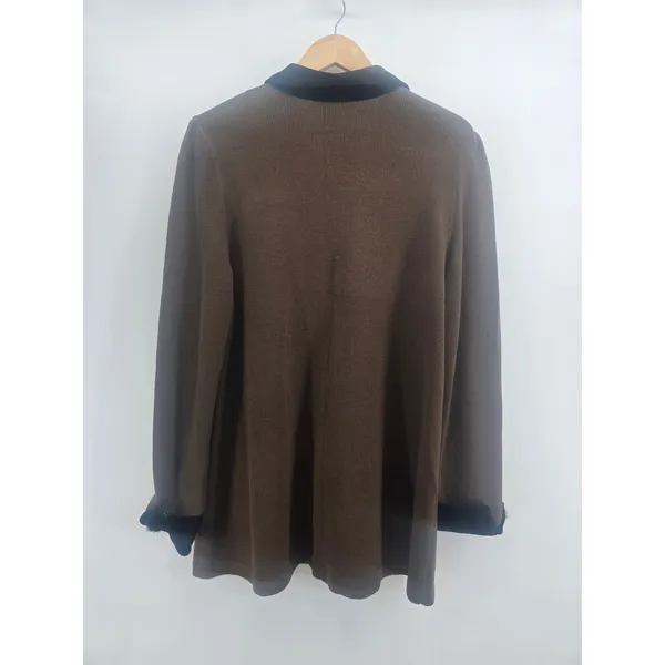 J.S.S. Cardigan Jacket Womens‎ L Wool Blend Brown Pom Pom EUC Size L - Image 3