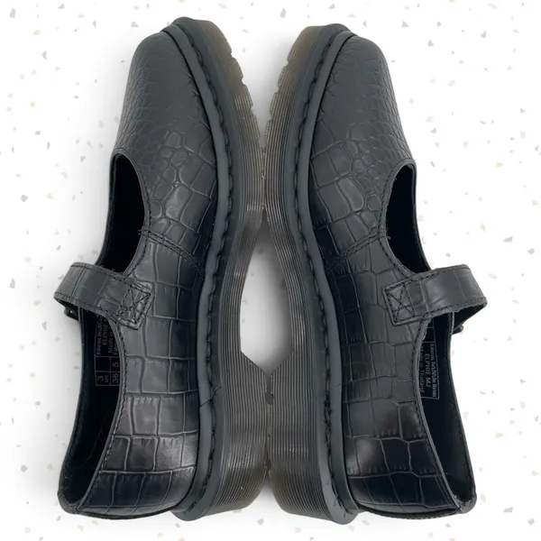 Dr. Martens Elphie Black Croc Mary Janes Pointed Almond Toe Leather Flats Size 5 - Image 3