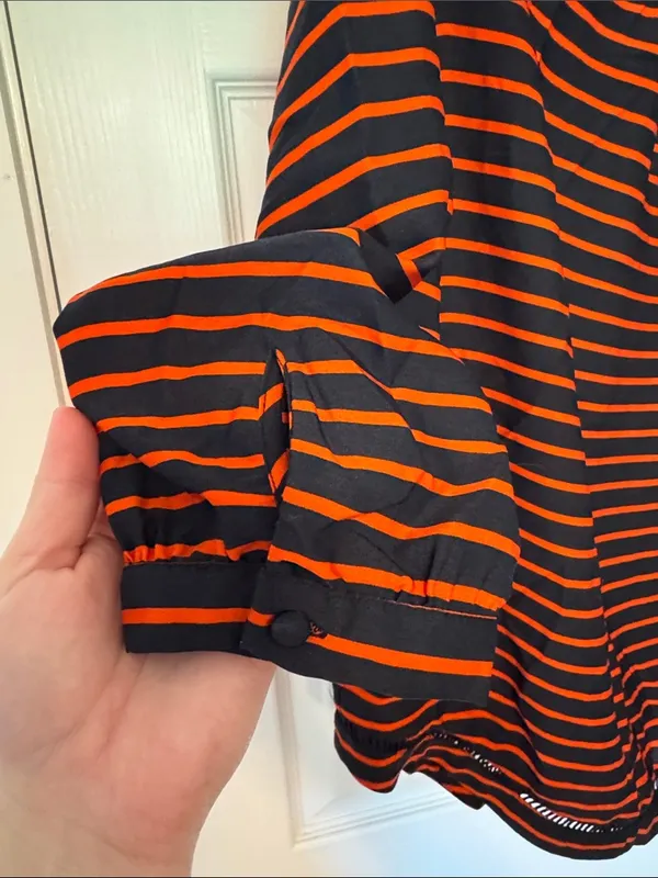 J. Crew Women’s Navy & Orange Striped Scoop Neck Blouse - Image 5