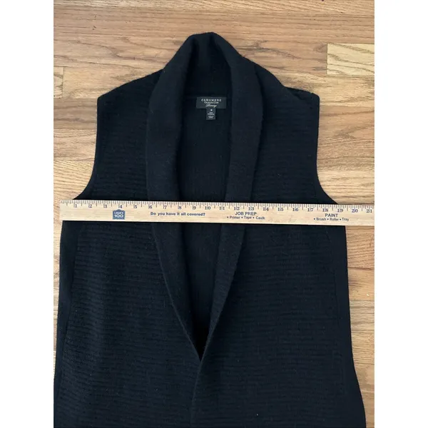 Charter‎ Club Luxury 100% Cashmere Black Duster Sweater Vest Ribbed - Image 9