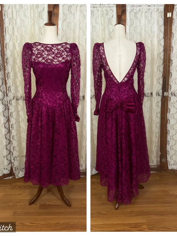 Gorgeous Vintage 1980s Dance Allure Lace Formal Dress - Image 2
