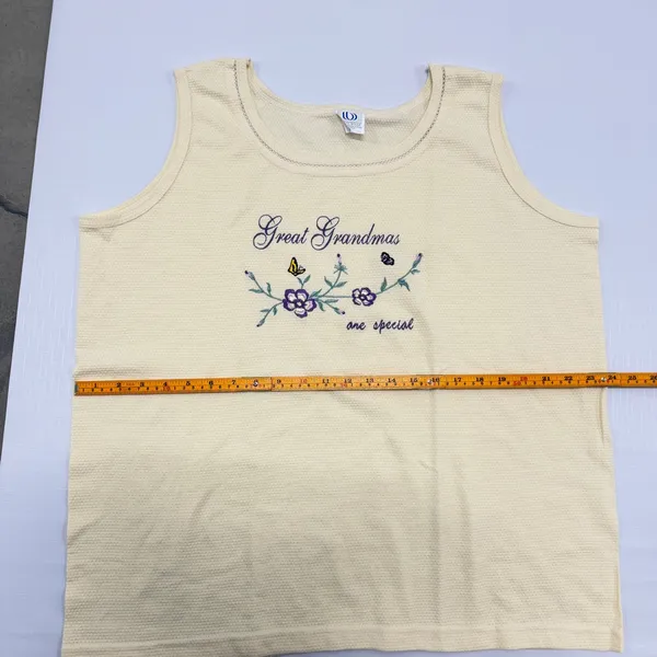 Wons Wear Great Grandmas Are Special Tank Top XL Yellow Waffle Knit Embroidered - Image 5