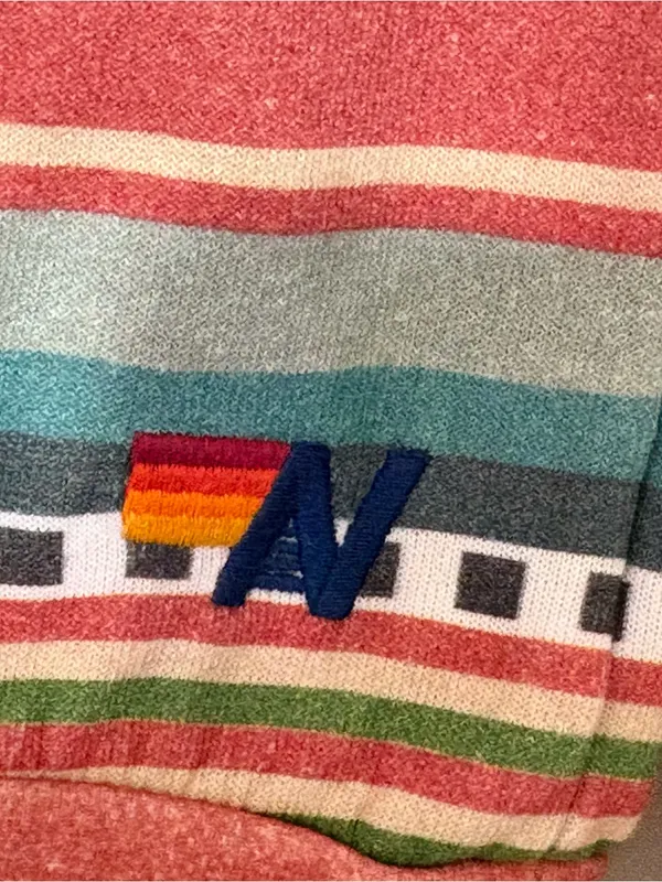 Aviator Nation Tulum Bolt Stitch Serape Sweatshirt Medium Pink Western Pullover - Image 6