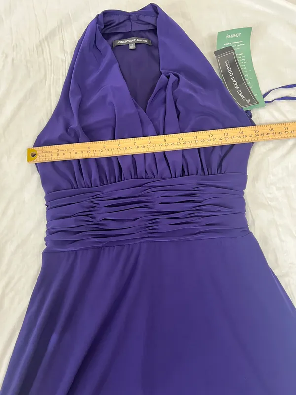 Jones Wear Halter V-Neck Midi Dress in Deep Purple size 8 - Image 9