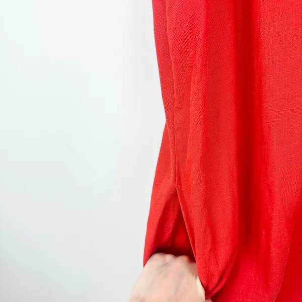 Madewell Mini Shift Dress in 100% Linen A Line Embroidered Hem Wild Poppy M - Image 11