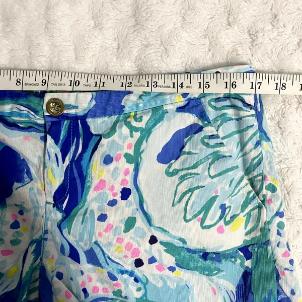 Lilly Pulitzer Adie Brilliant Blue Aquatic Garden Print Preppy Shorts 8 - Image 5