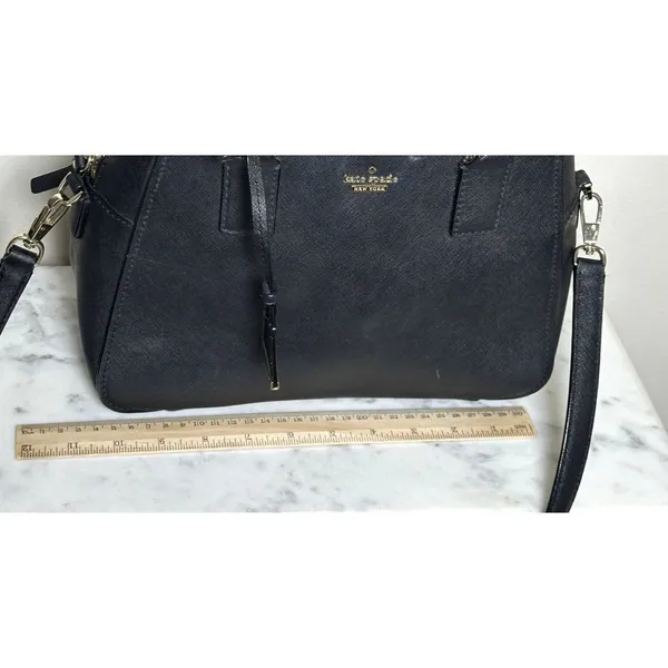 Kate Spade New York Black Saffiano Leather Satchel Crossbody Top Handle Bag - Image 12