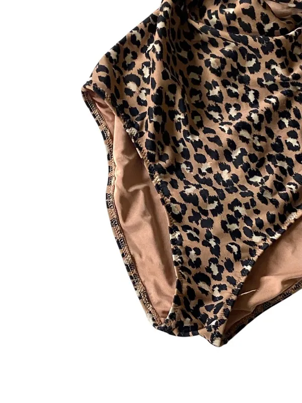 Aerie Leopard Print One Piece Swimsuit Beige Size XS Beach Vacation Resortwear - Image 5