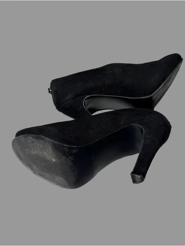 Nine West Black Suede Peep-Toe Stiletto Heels - Image 8