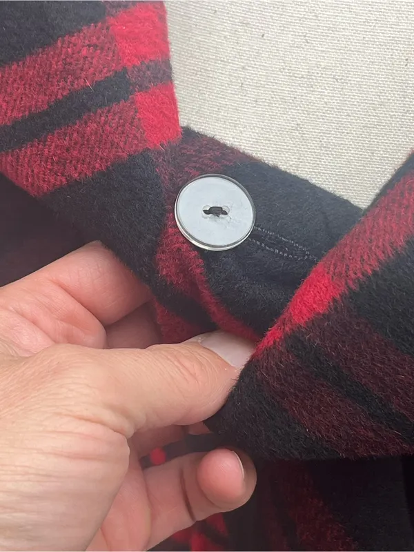 Tribal Women's Red Black Plaid Wool Blend Double Breasted Shawl Collar Coat Sz 8 - Image 4