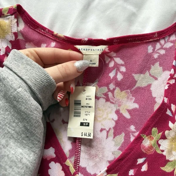 NWT Aeropostale Dress A-Line Womens Size‎ Small Pink Mini Y2K Babydoll Floral - Image 5