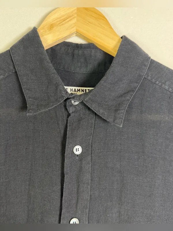 Katharine Hamnett Nicola Women XS Black Linen Oversized Shirt Italy Quiet Luxury - Image 3