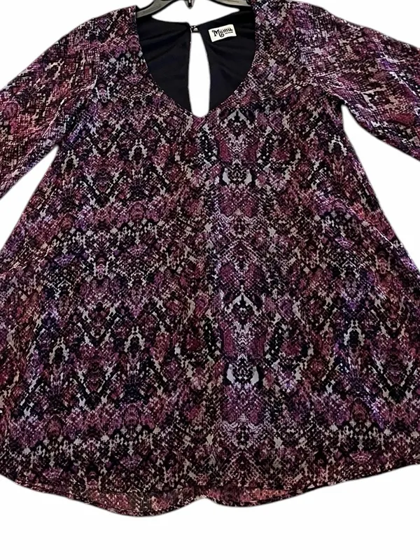 Show Me Your Mumu Snake Print Mini Purple Dress Boho Flowy Bell Sleeve M - Image 4