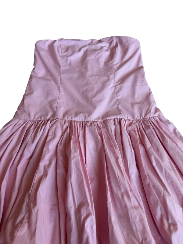 Abercrombie & Fitch Pink Bubble Hem Mini Dress Strapless Barbie Size Large NWT - Image 5