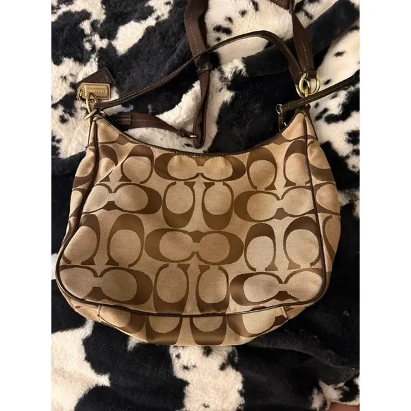 Vintage Coach Signature Stripe Hobo - Image 4