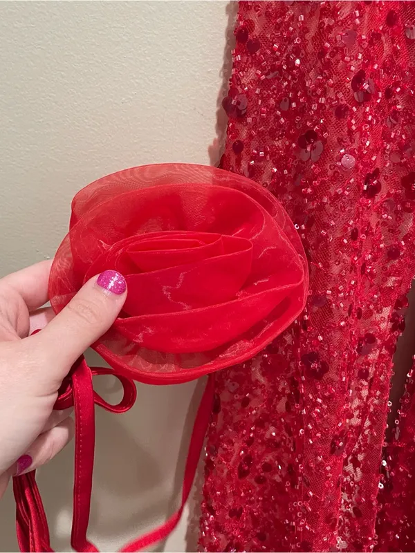 For Love & Lemons Gwendolyn Red Sequin Open Back Mini Dress Women’s Size Medium - Image 12