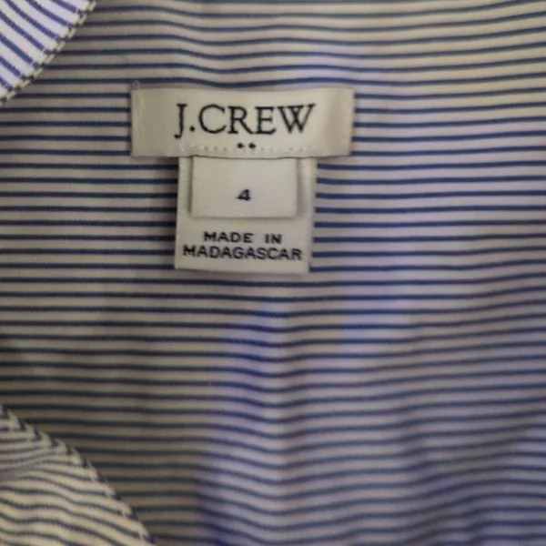 J. Crew Factory Blue & White Stripe Cotton‎ Blend Bell Sleeve Button-Down Top - Image 6