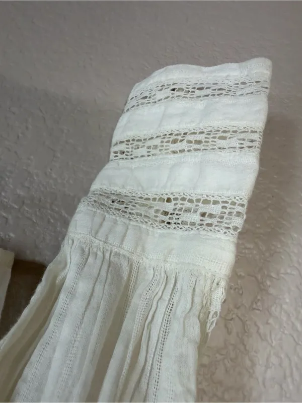 Free People Without You Lace Crochet Panel Ivory Peasant Blouse XS $148 - Image 12