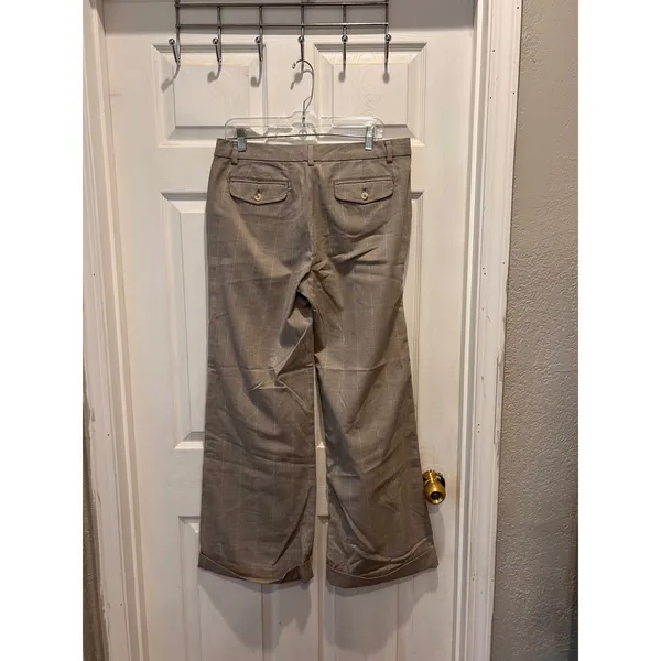 Y2k Gap Favorite Wide Leg Mid Rise Trouser Pants Womens 12 Brown‎ Plaid Cuffed - Image 6