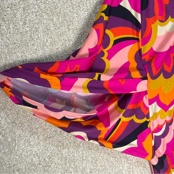 Imperfect Trina Turk retro‎ floral caftan tunic dress xs swim cover resort dress - Image 8