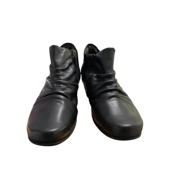 Naot Leather Ankle Booties Black Heeled Boots Side Zip size 41 US 10-10.5 - Image 5