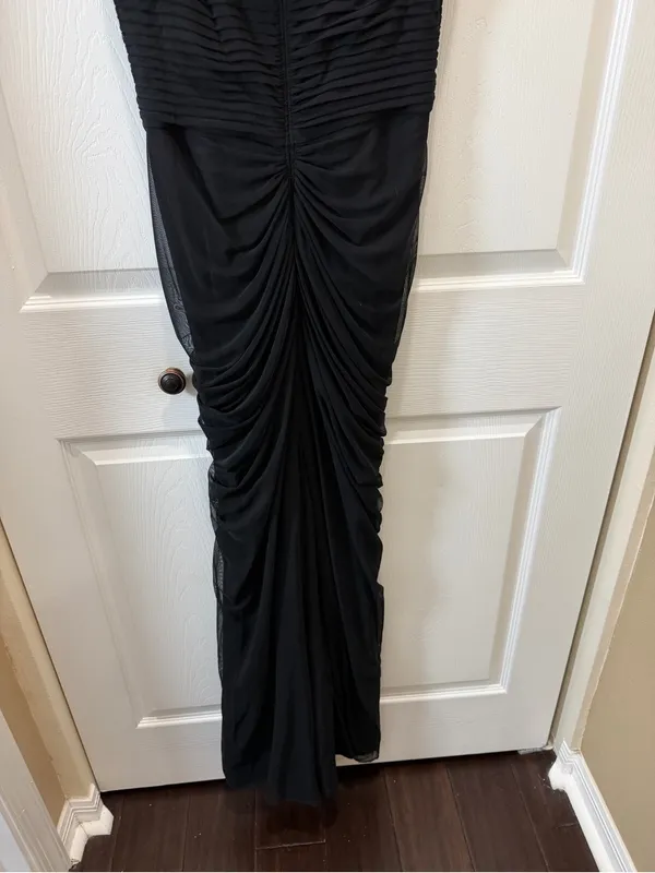 Tadashi Shoji Black Draped Mesh Evening Gown M - Image 10