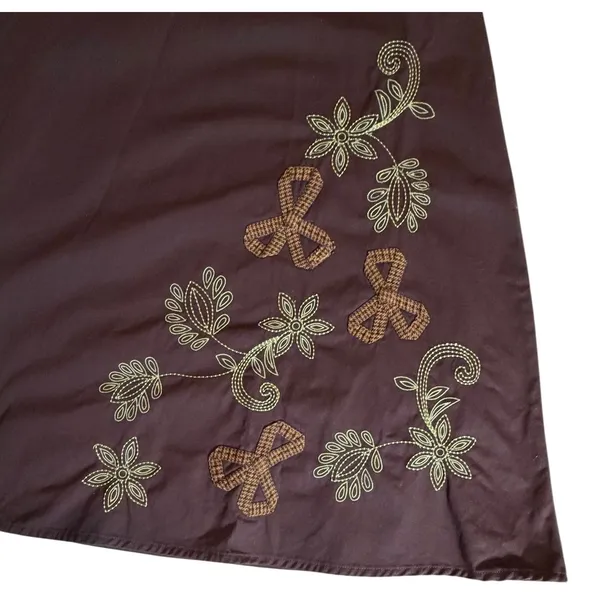 Vintage 90s Y2K Whimsigoth Brown Embroidered A-Line Maxi Skirt Cottagecore Sz 10 - Image 12