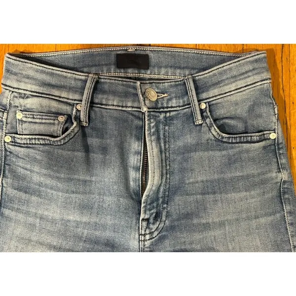 Mother Insider Crop Two Step Fray Jeans When Sparks Fly Blue Size 24 - Image 4