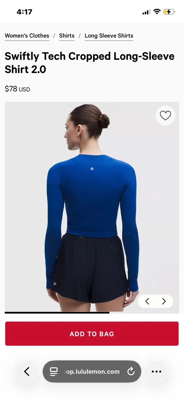 lululemon blue cropped long sleeve top Size 4 - Image 2