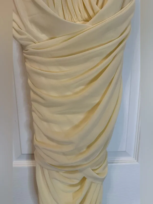 JLUXLABEL Ruched Buttery Cream Spaghetti Strapped Dress/Gown - Image 6