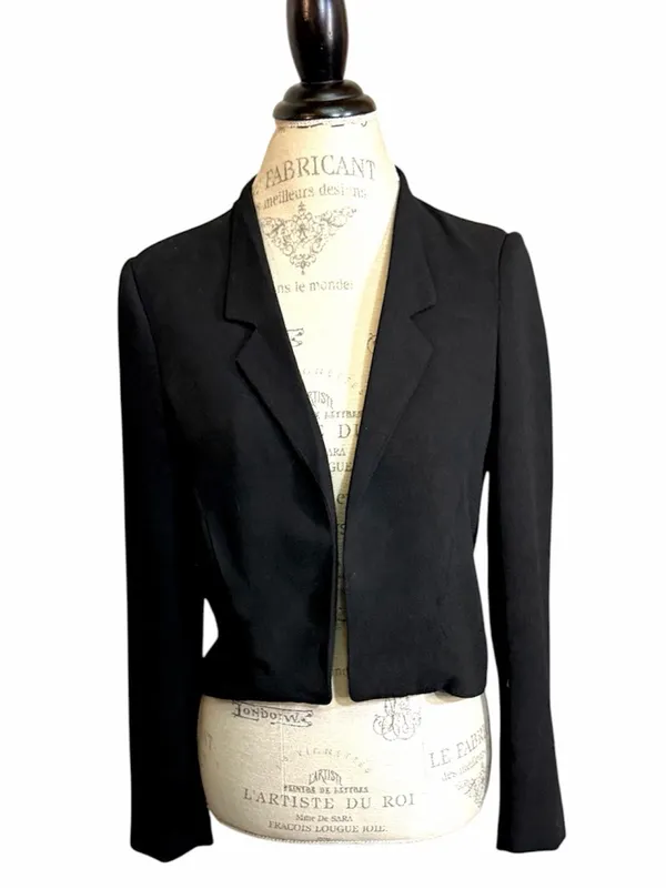 ‘I L❤️VE’ Black Cropped Blazer Sz S - Image 2