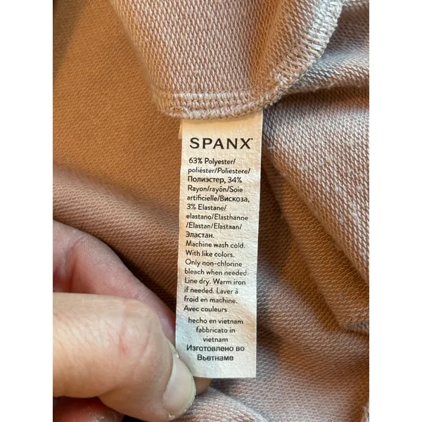 Spanx AirEssentials Oversized Long Sleeve Sweatshirt Crew Neck Tan Small - Image 5