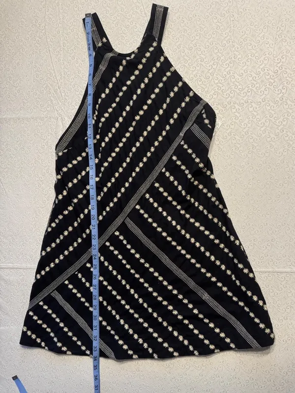 Free People Juni Cotton Black & White Embroidered Flower Pattern Dress NWT M - Image 7