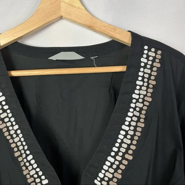 Athleta Black V-Neck Light Weight Long Sleeve Printed Swim Coverup S‎ - Image 3
