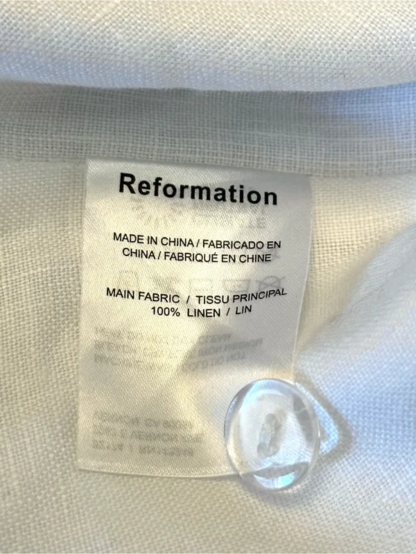 Reformation Linen White Crop Top White Size 8 - Image 4