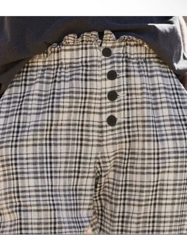 The Great Gunny sack Plaid Paperbag Waist Cropped Pants - Black & White size 1 - Image 2