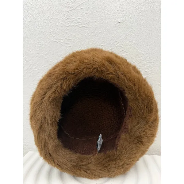 Brown Faux Fur Cossack Hat Suede Look Winter 1st Avenue New York - Image 3
