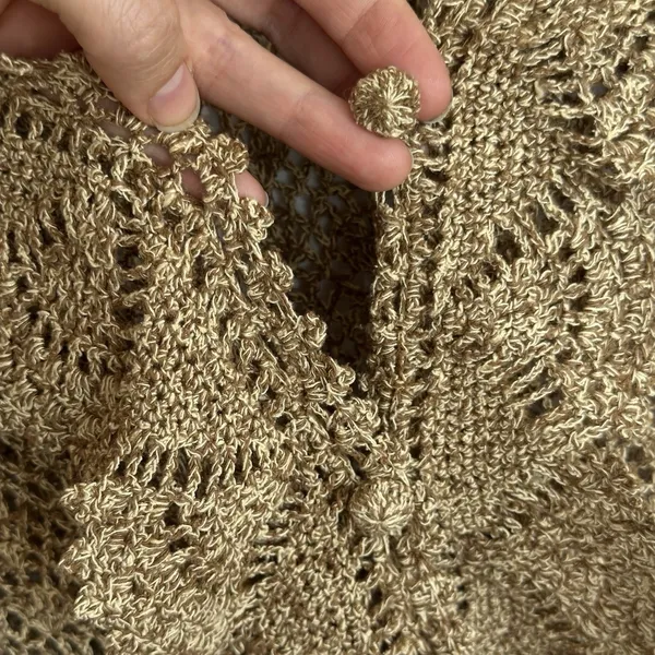 Vintage Y2K Crochet Silk Cotton Newport News Top M Sheer Ruffle Regency Fairy - Image 8